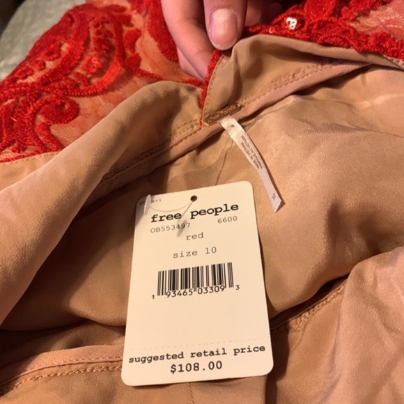 FREE PEOPLE Night Shimmering Red Mini Dress - Picture 10 of 14